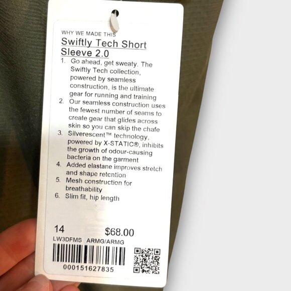 NWT Lululemon Swiftly Tech Short Sleeve 2.0 Army Green 14 NEW Active Run Train - Picture 7 of 7